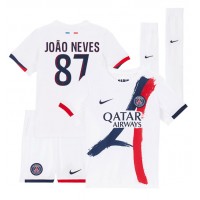 Fotballdrakt Barn Paris Saint-Germain Joao Neves #87 Bortedraktsett 2024-25 Kortermet (+ Korte bukser)